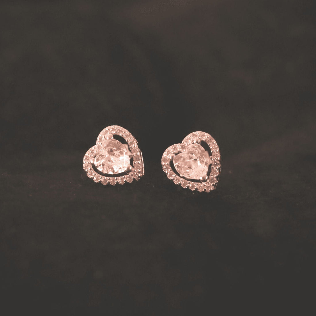 Rose Gold Halo Heart Earrings