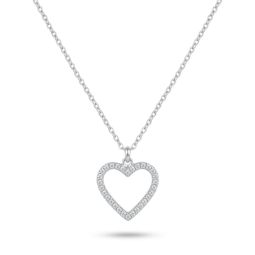 Silver Heart Pendant With Link Chain