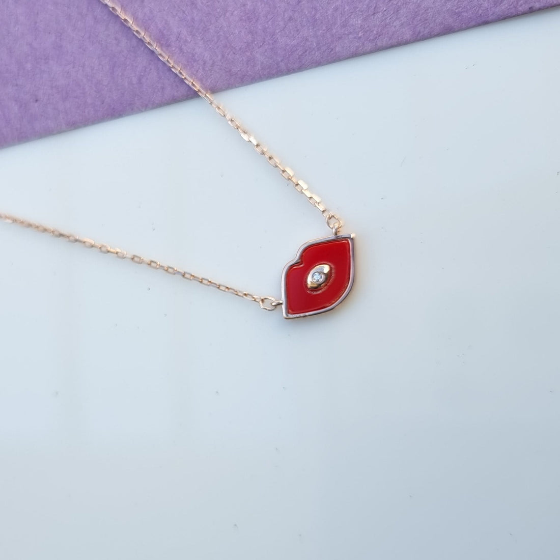 Rose Gold Kiss Lips Necklace