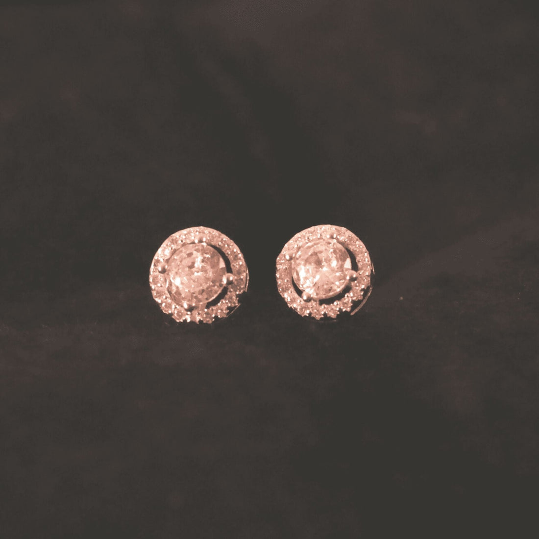 Rose Gold Halo Round Earrings