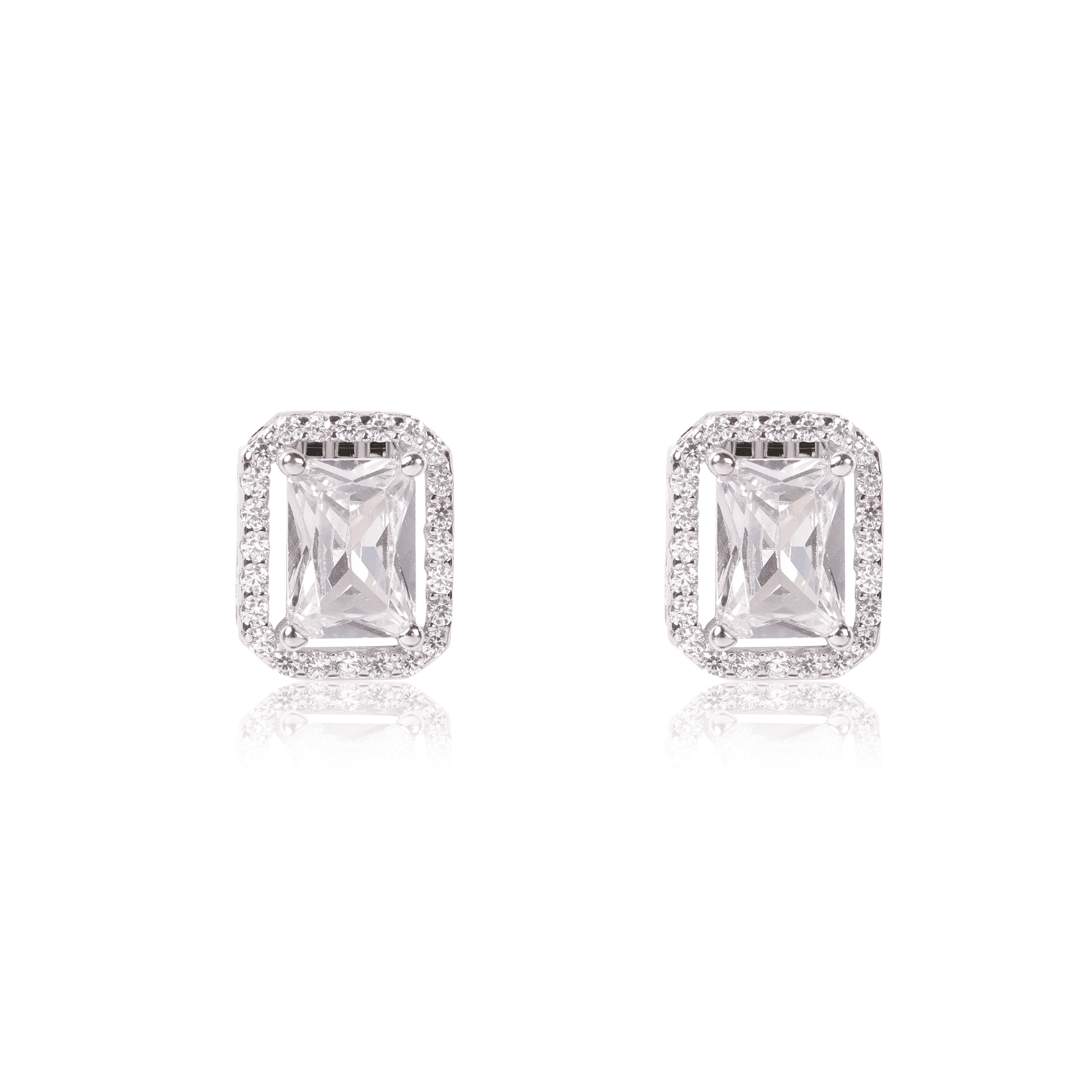 Silver Halo Quadratic Earrings