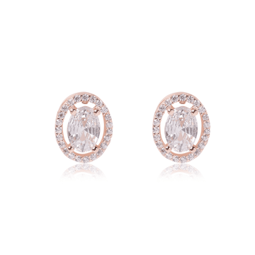 Rose Gold Halo Oval Earrings