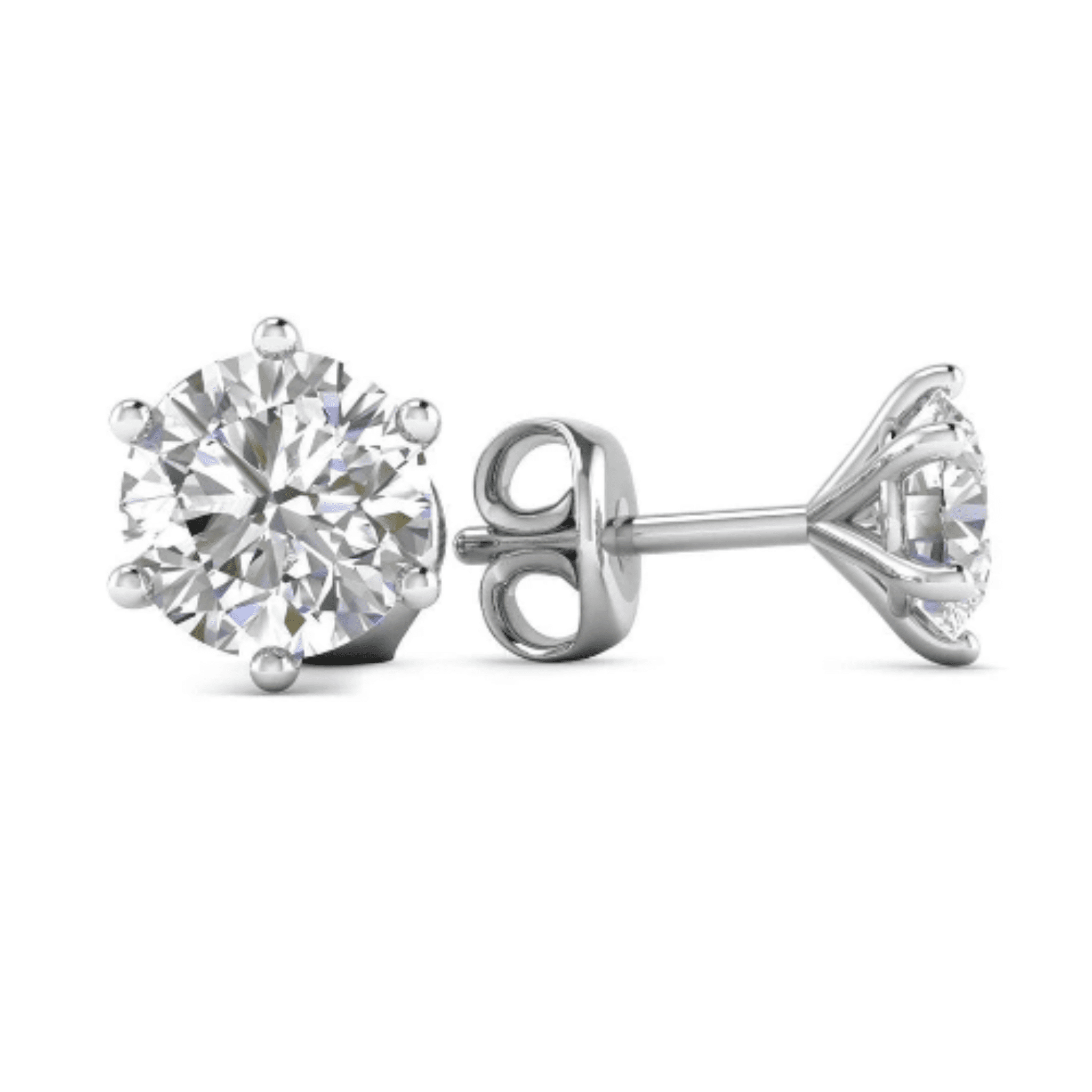 Silver Solitaire Round Earrings (4,5,6,7 MM)