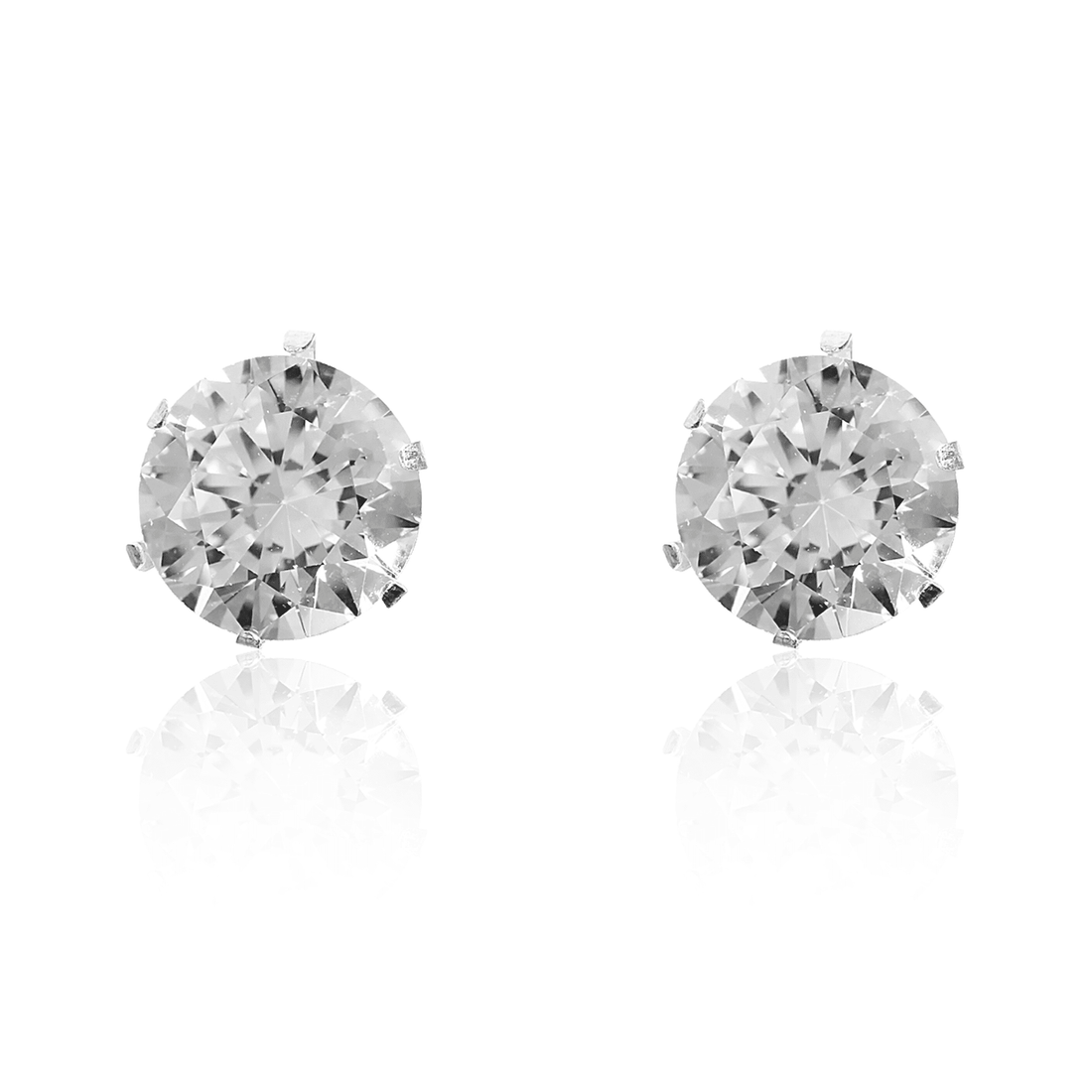 Silver Solitaire Round Earrings (4,5,6,7 MM)