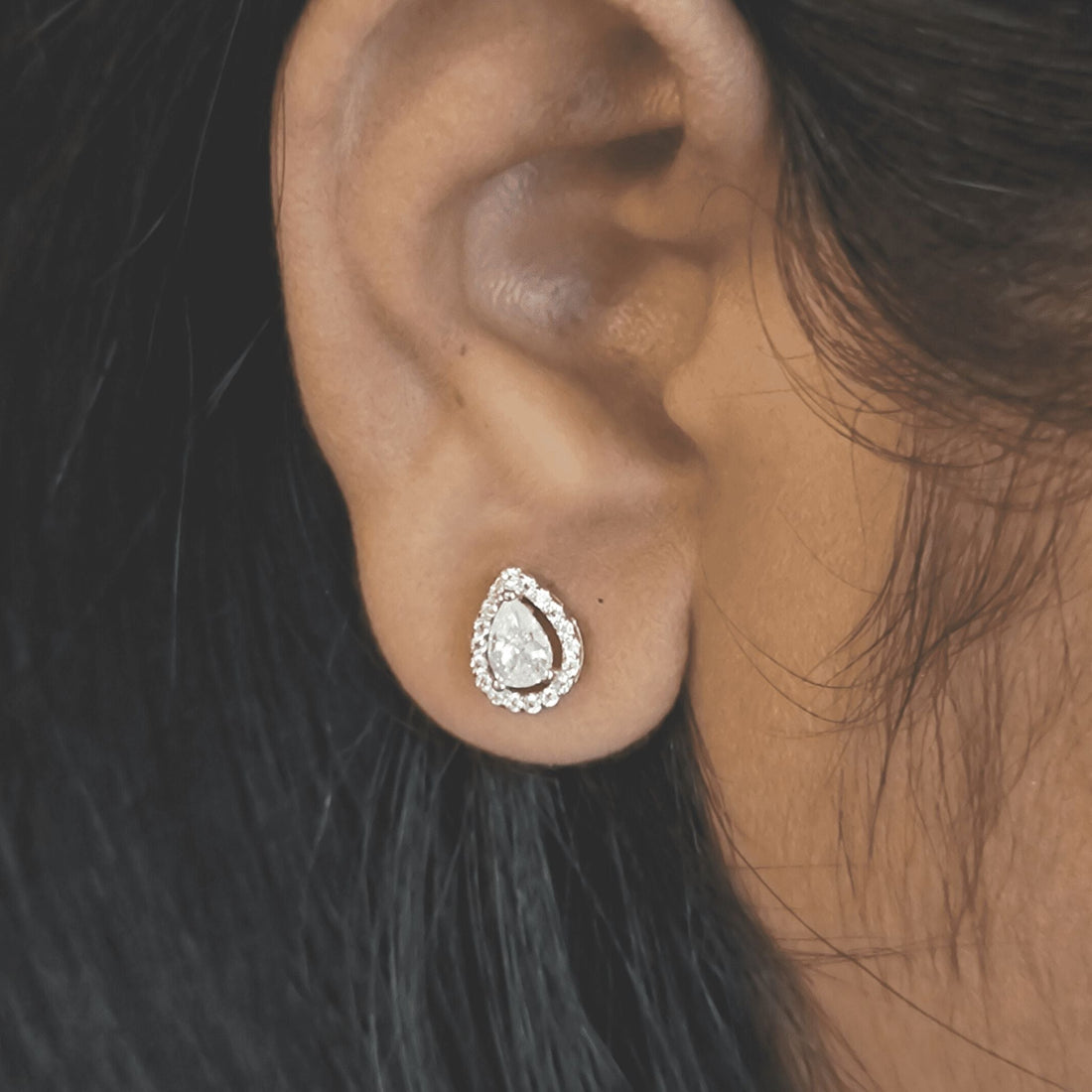 Rose Gold Halo Drop Earrings