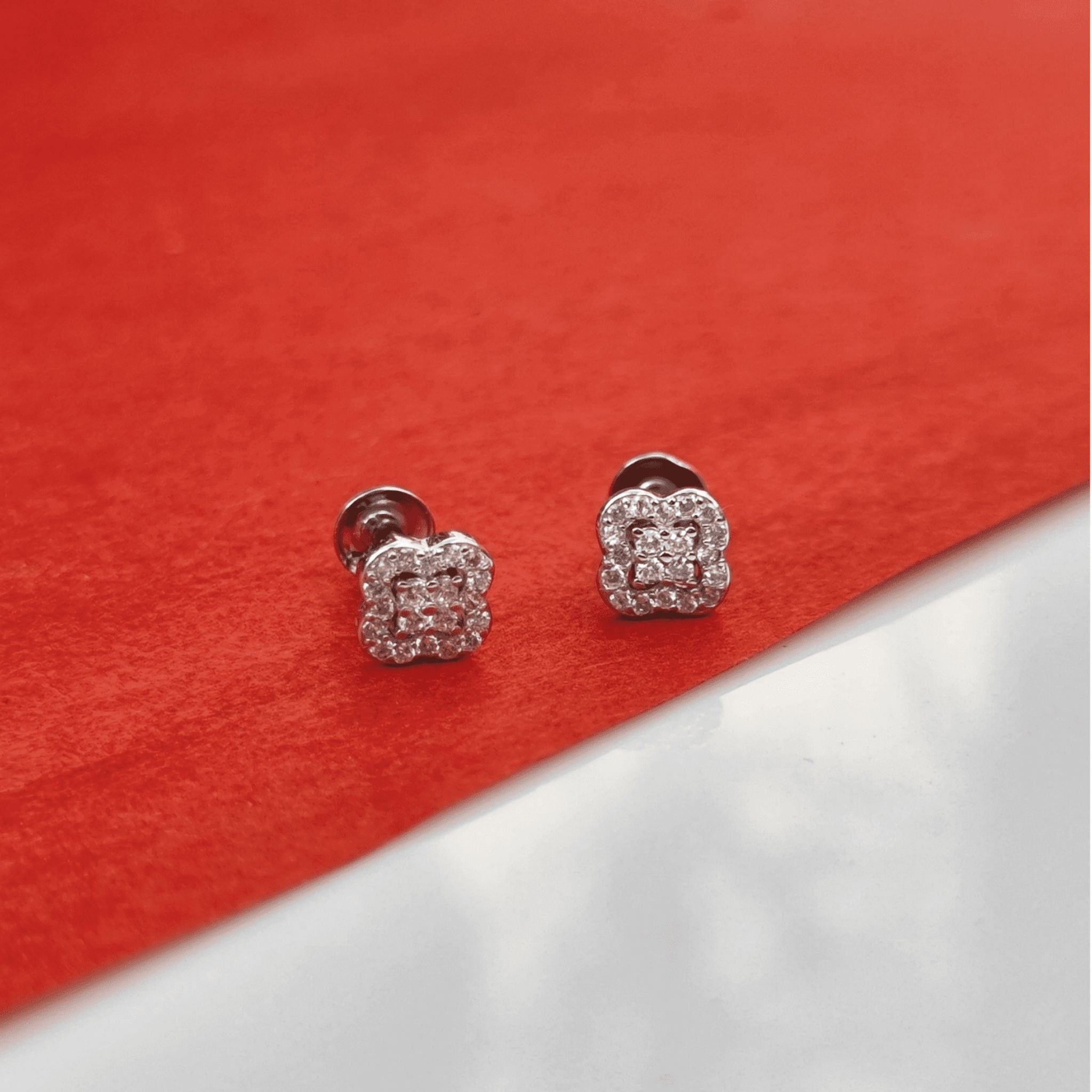 Silver Zircon Floret Earring