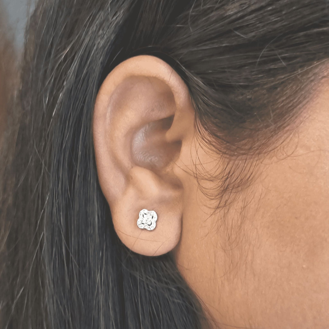 Silver Zircon Floret Earring