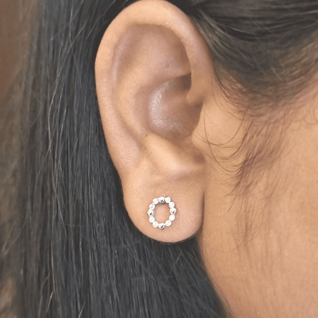 Silver Zircon Halo Earrings
