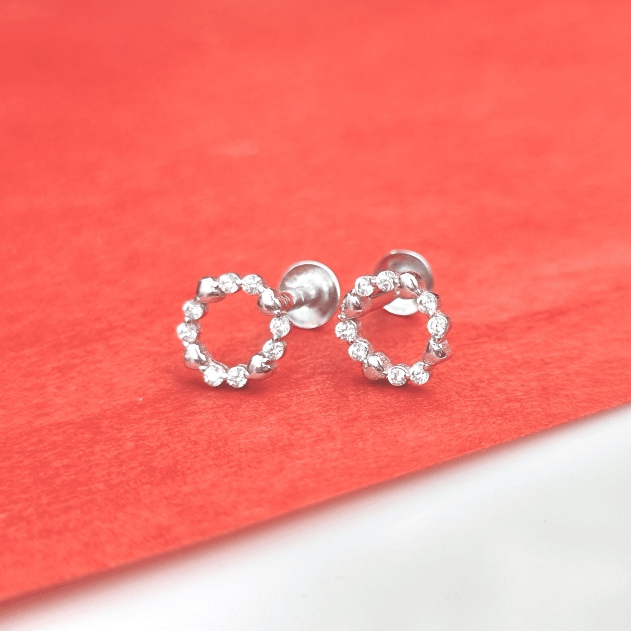Silver Zircon Halo Earrings