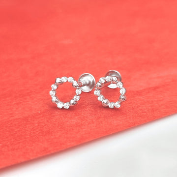Silver Zircon Halo Earrings