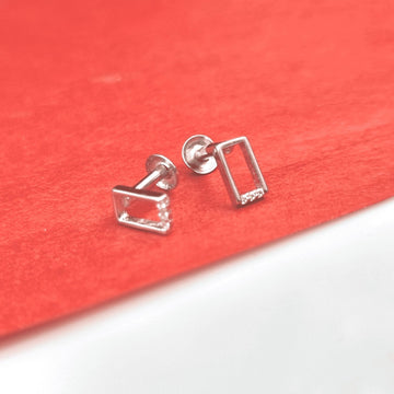 Silver Zircon Oblong Earrings