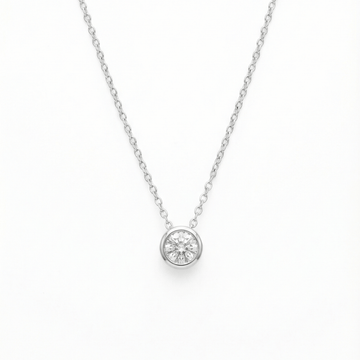 Silver Solitaire Round Necklace