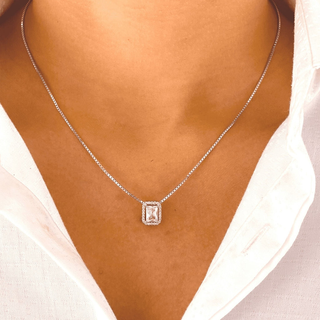 Silver Halo Quadratic Necklace