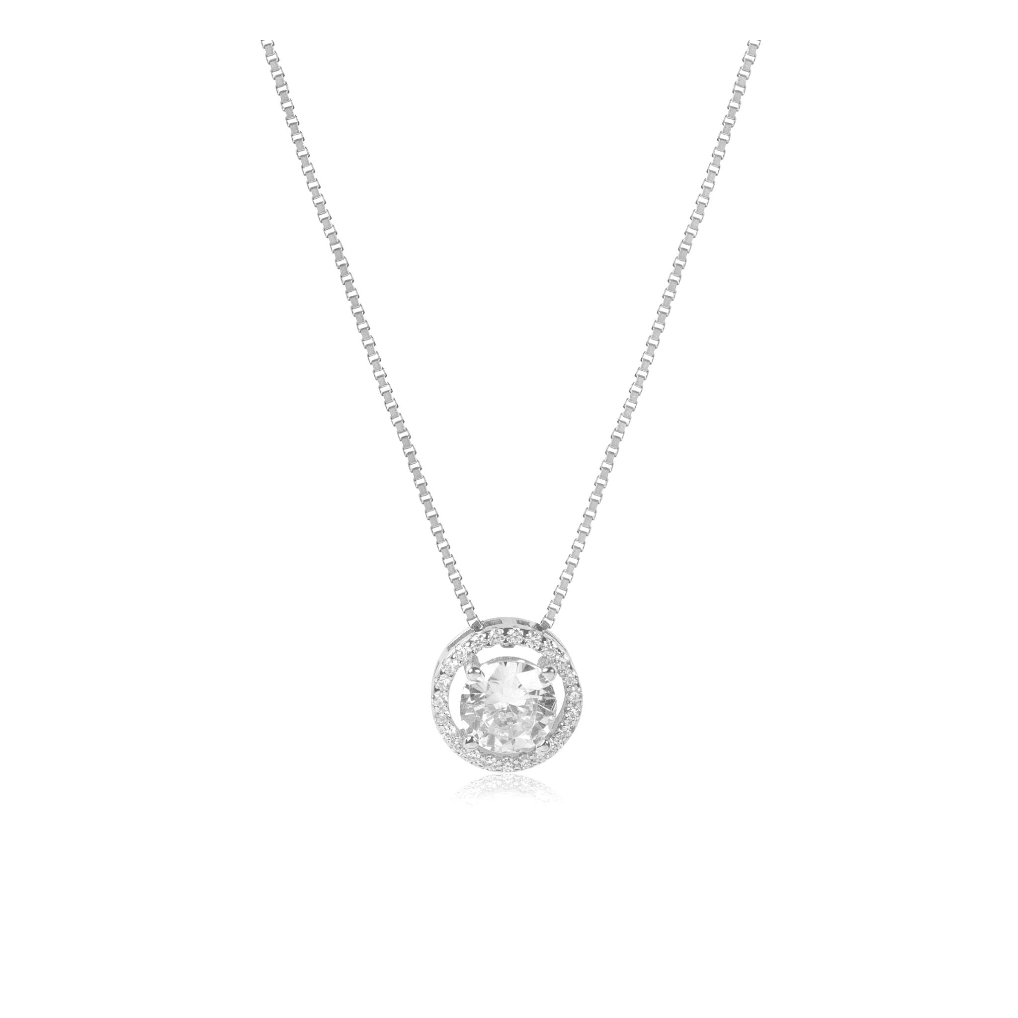 Silver Halo Round Necklace