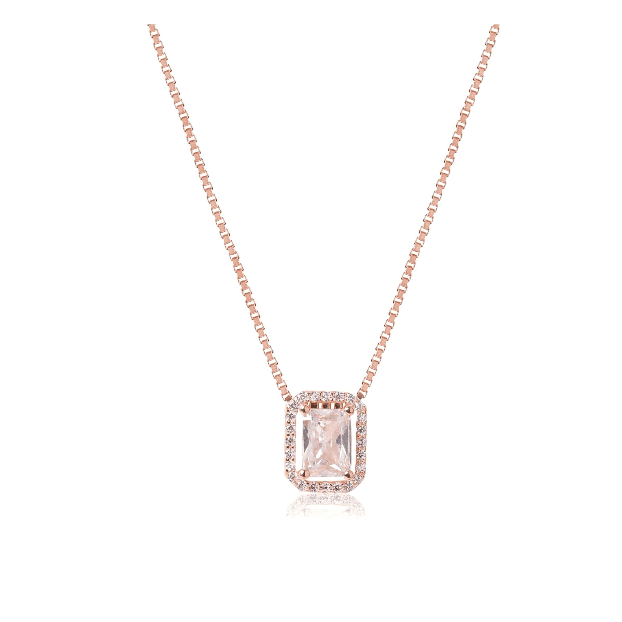 Rose Gold Halo Quadratic Necklace
