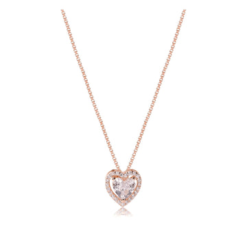 Rose Gold Halo Heart Necklace