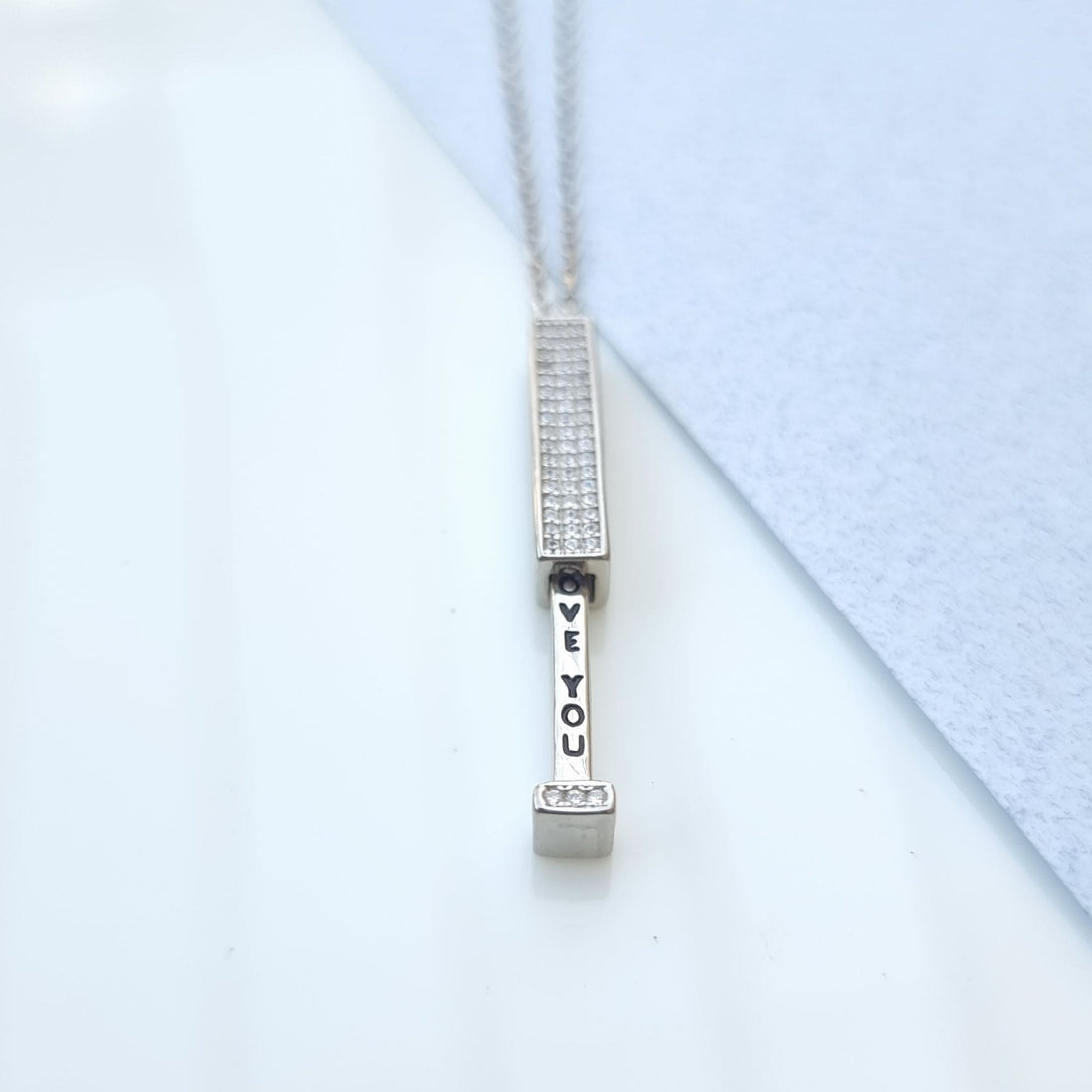 Silver Love Message Hanging Necklace