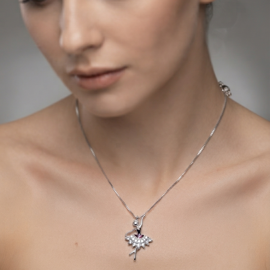 Silver Dancing Doll Necklace
