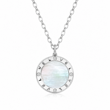 Silver Halo Love Ring With MOP Charm Necklace