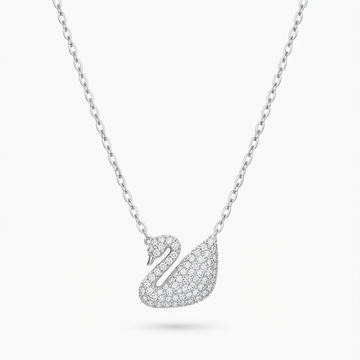 Silver White Swan Necklace
