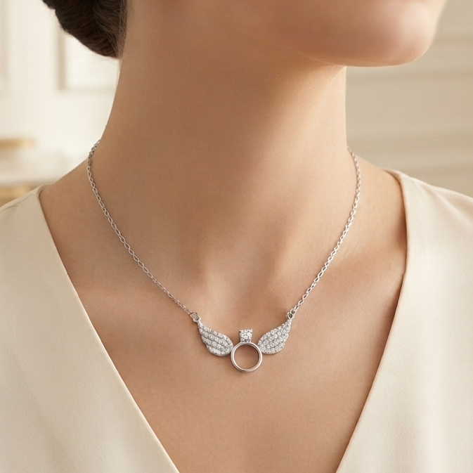 Silver Angel's Ring Necklace