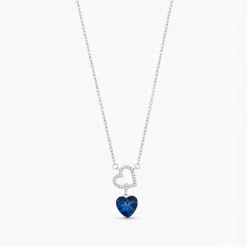 Silver Hanging Blue Heart Necklace
